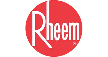 Rheem logo in a red circle with white lettering