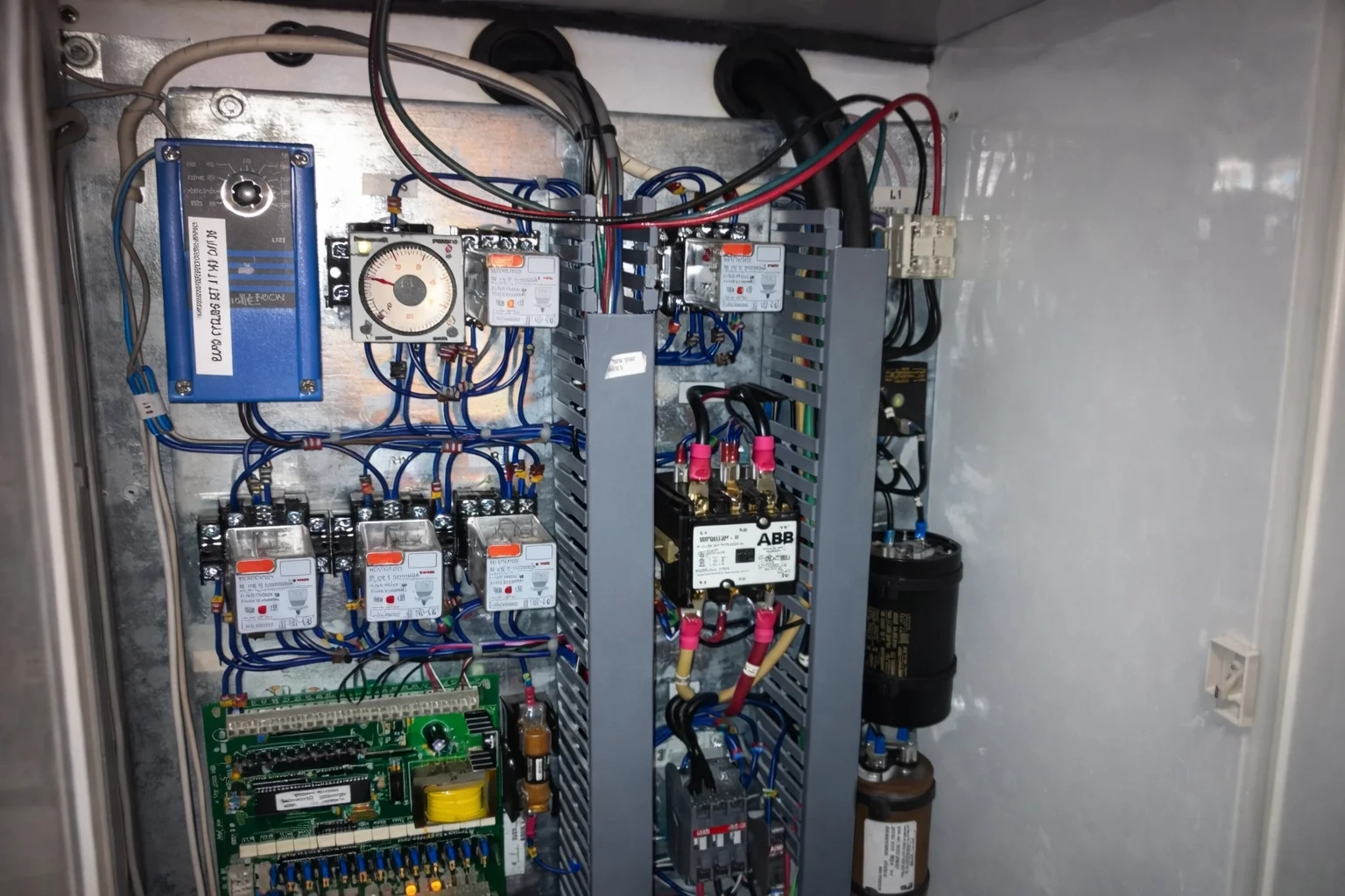 Electrical control panel with wiring and components