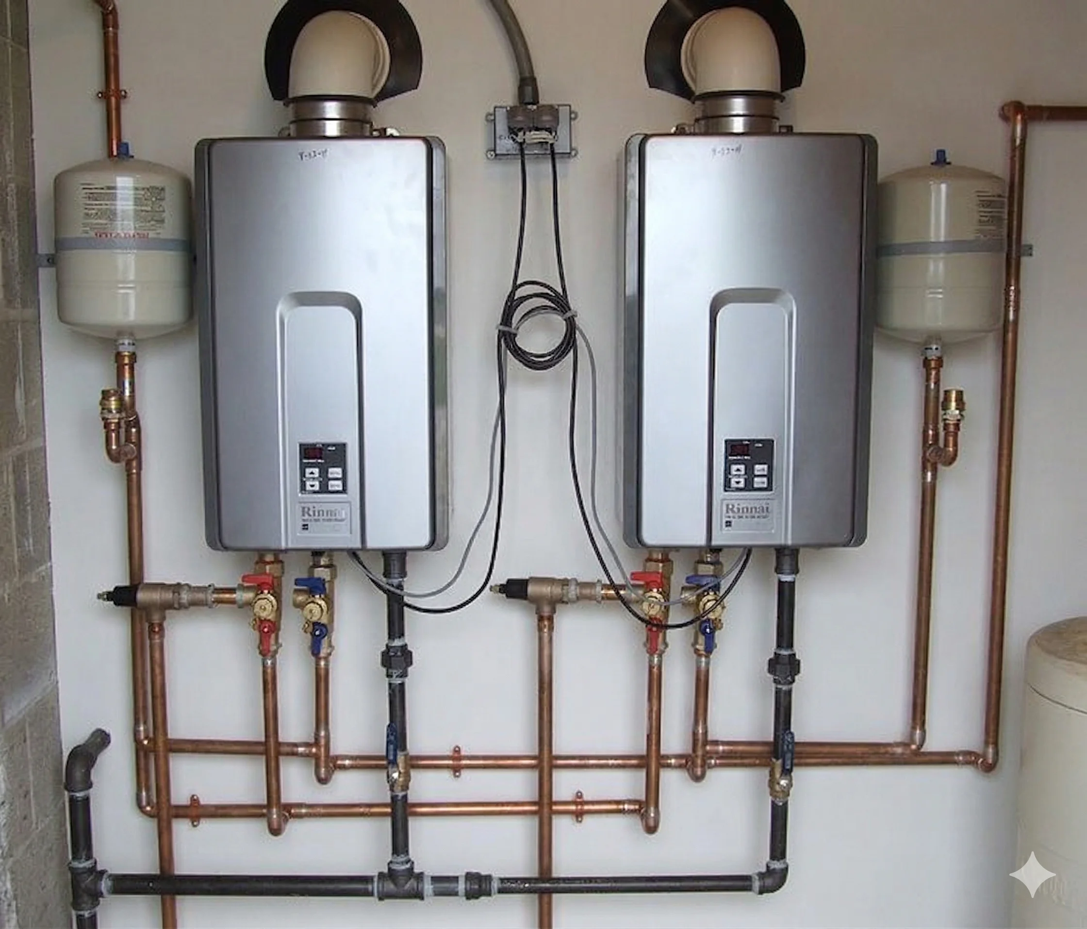Residential tankless water heaters with copper piping